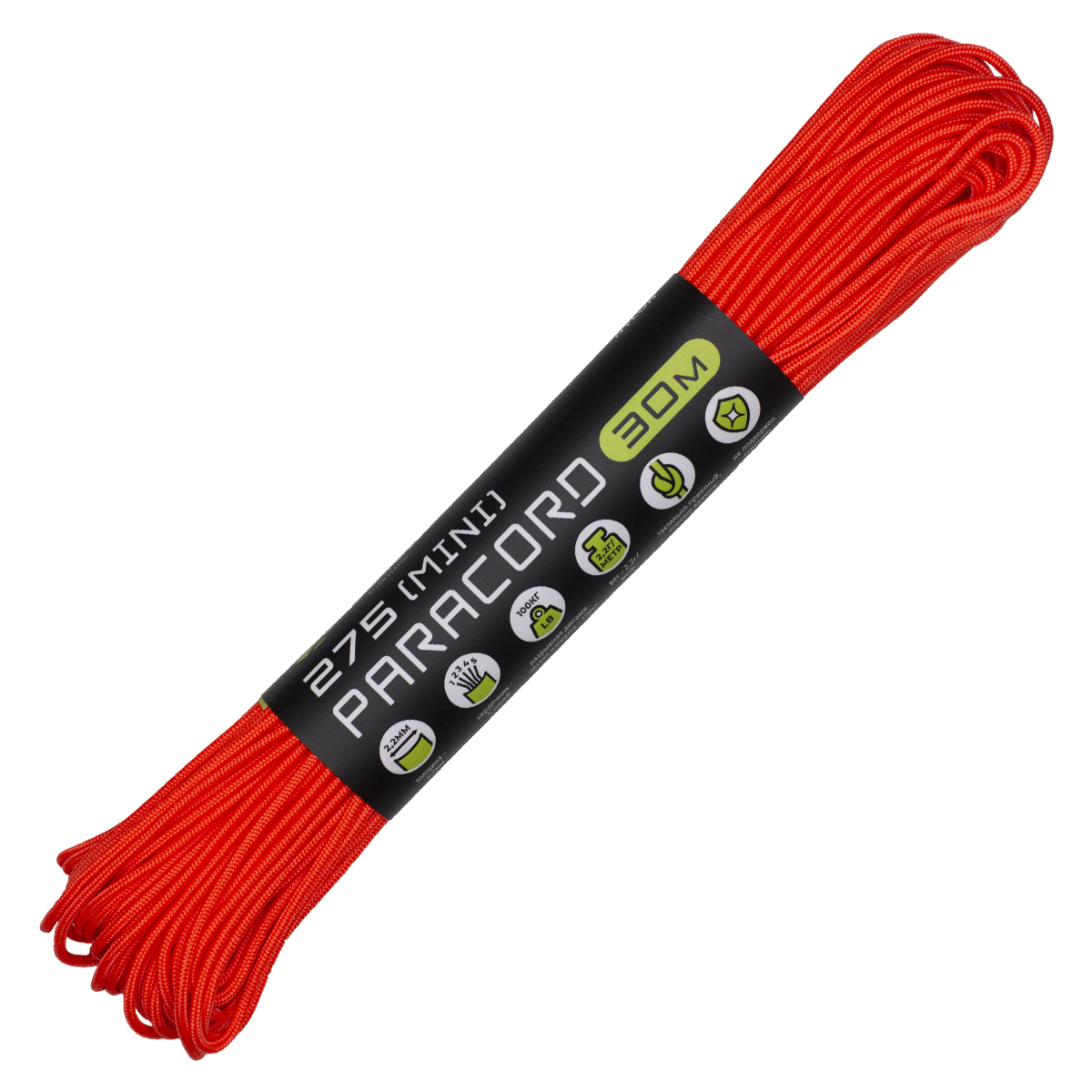 Паракорд 275 (мини) CORD nylon 30м (neon orange) | Custom's Tuning
