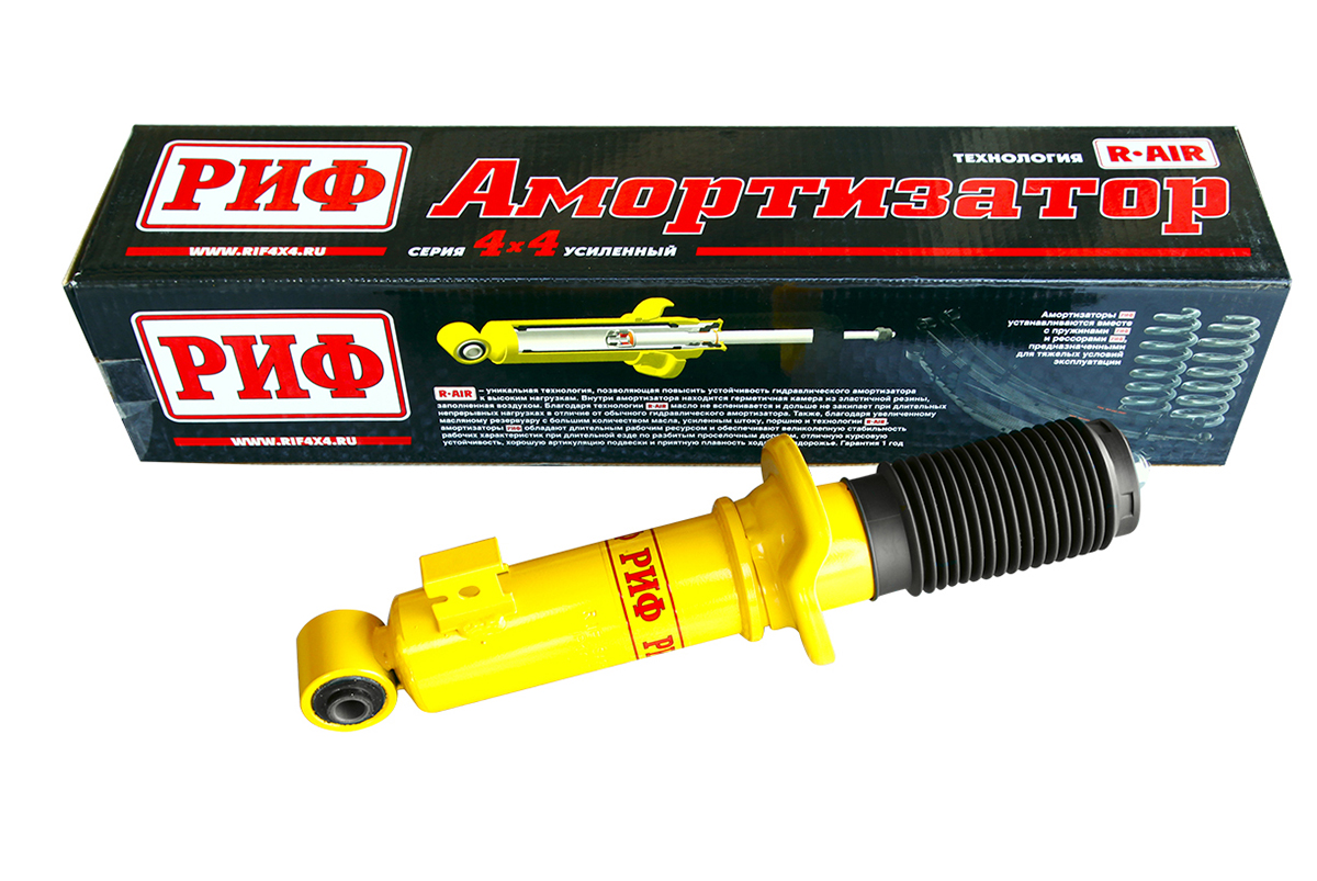 Амортизатор усиленный РИФ передний Mitsubishi L200 2005+, Pajero Sport II, III 2009+ лифт 0-40 мм