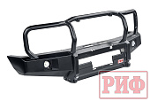 Бампер РИФ передний Toyota Land Cruiser 76/78 2007+ c доп. фарами и дугой, под штатную лебеку