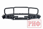 Бампер РИФ передний Toyota Land Cruiser 76/78 2007+ c доп. фарами и дугой, под штатную лебедку